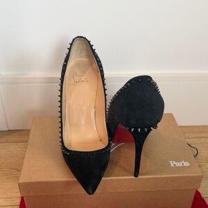 Christian Louboutin Anjalina Black Suede Spiked Women's Heels 38.5